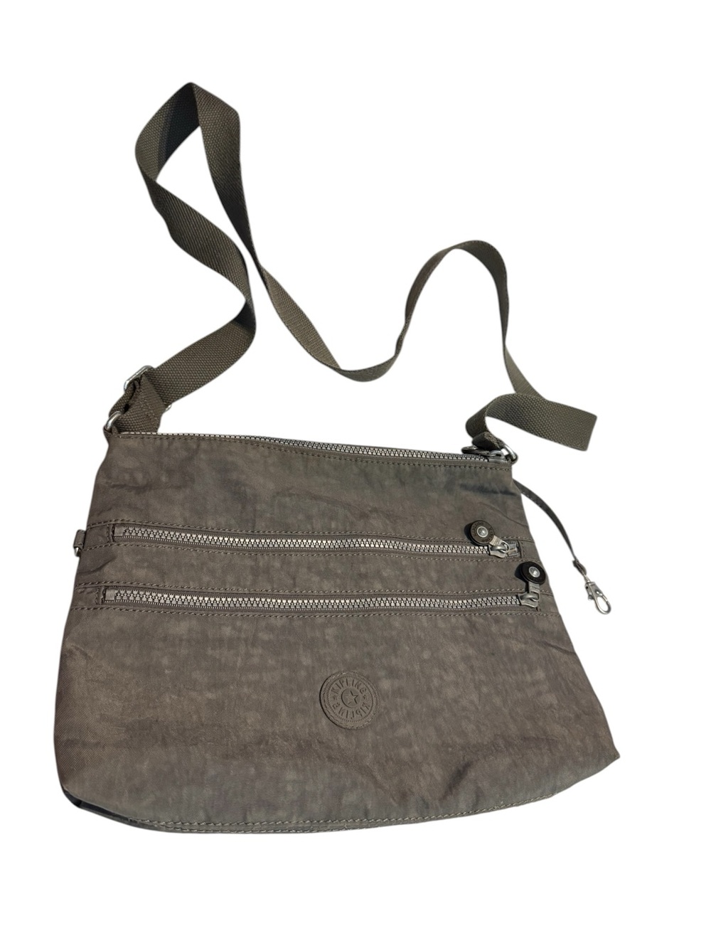 Kipling Gray Nylon Crossbody Bag Multi Zip Lightweight Travel Purse - Picture 5 of 8
